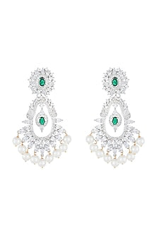 Silver plated diamond dangler earrings