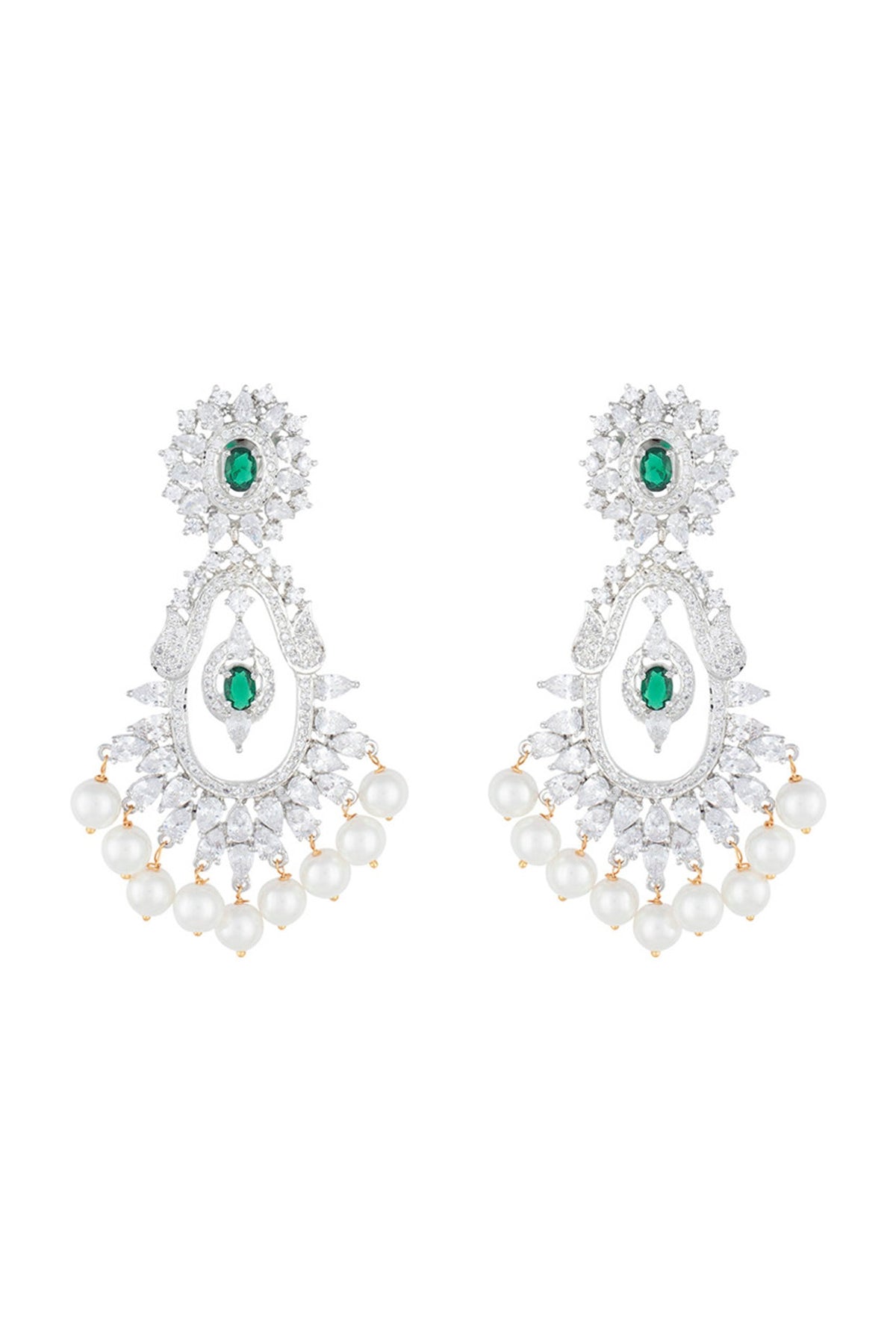 Silver plated diamond dangler earrings