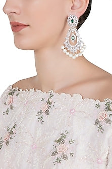 Silver plated diamond dangler earrings