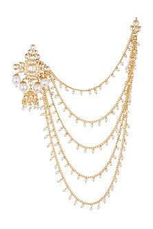 Gold plated faux kundan suspender earrings