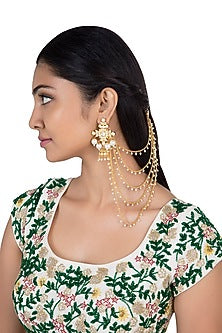 Gold plated faux kundan suspender earrings