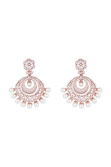Silver plated faux diamond chandbali earrings