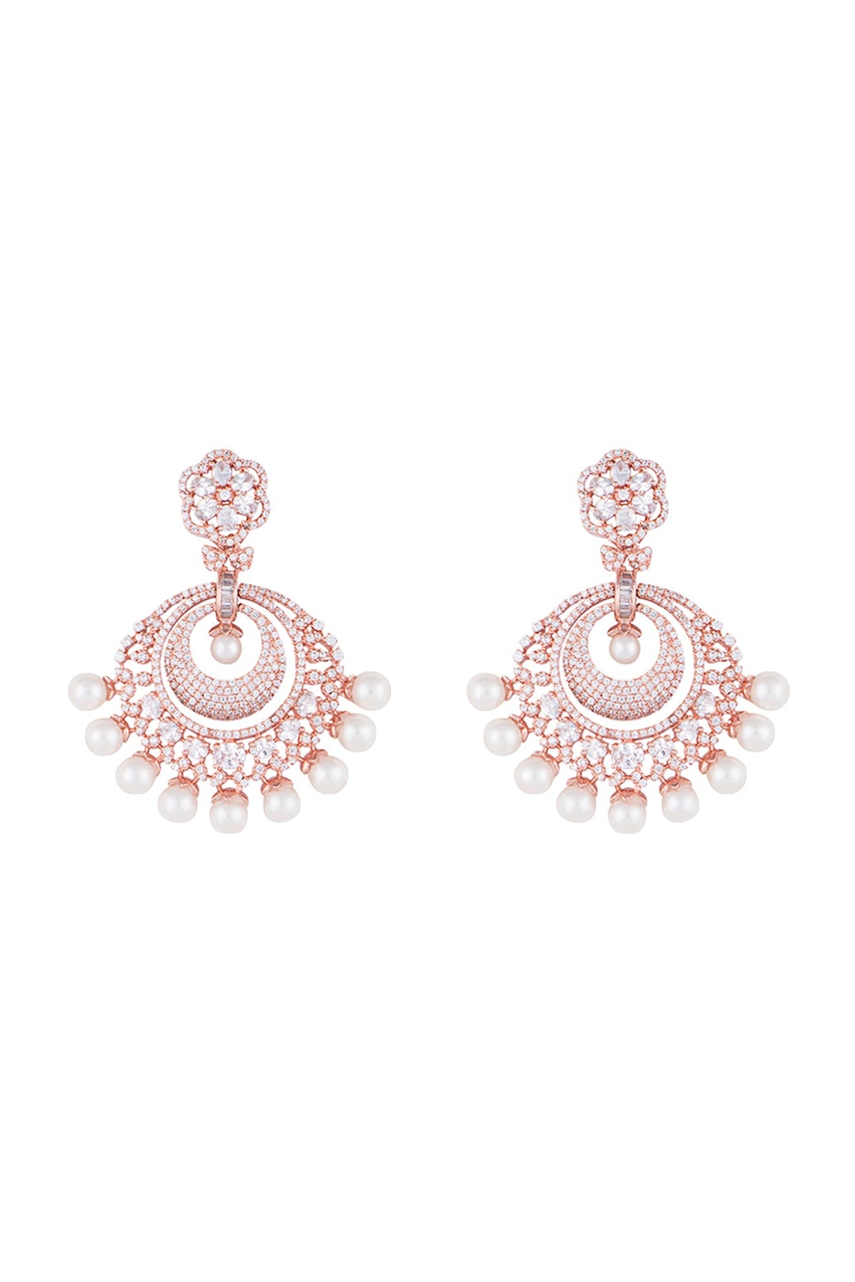 Silver plated faux diamond chandbali earrings