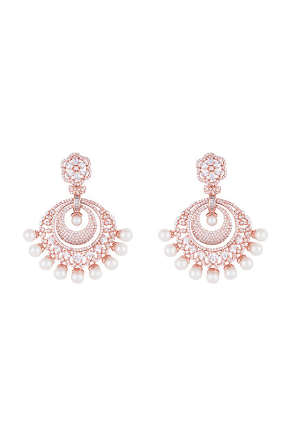 Silver plated faux diamond chandbali earrings