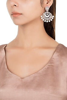 Silver plated faux diamond chandbali earrings