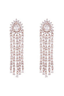 Silver plated faux diamond dangler earrings