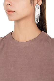 Silver plated faux diamond dangler earrings