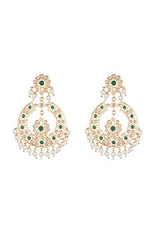 Gold plated faux kundan chandbali earrings
