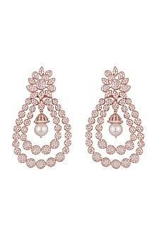 Silver plated faux diamond circle earrings