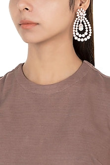 Silver plated faux diamond circle earrings