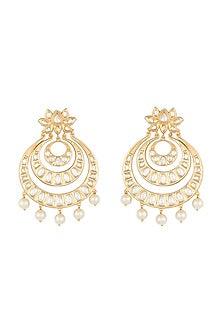 Gold Finish Kundan Chandbali Earrings
