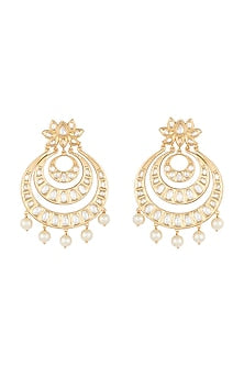 Gold Finish Kundan Chandbali Earrings