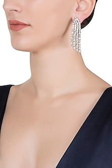 Silver plated diamond earrings