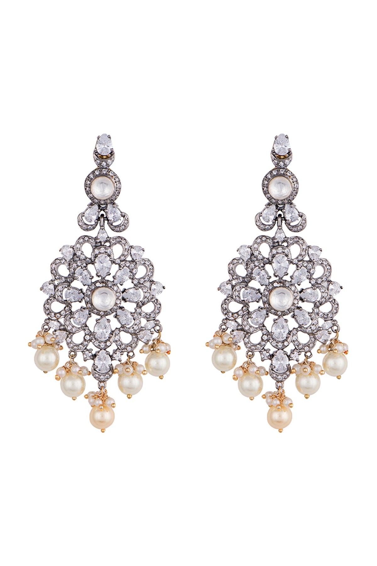 Black rhodium plated faux diamond earrings