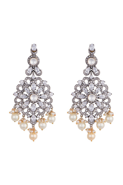 Black rhodium plated faux diamond earrings
