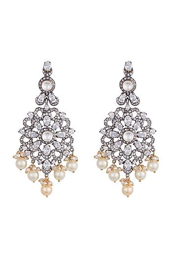 Black rhodium plated faux diamond earrings