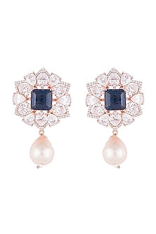 Silver plated faux diamond and sapphire earrings