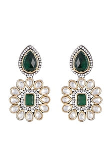 Silver plated faux diamond floral earrings