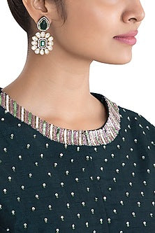 Silver plated faux diamond floral earrings