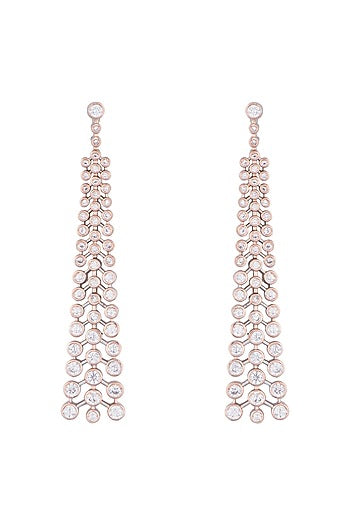 Silver plated faux diamond dangler earrings