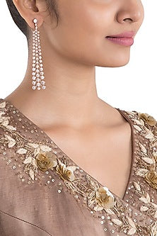 Silver plated faux diamond dangler earrings