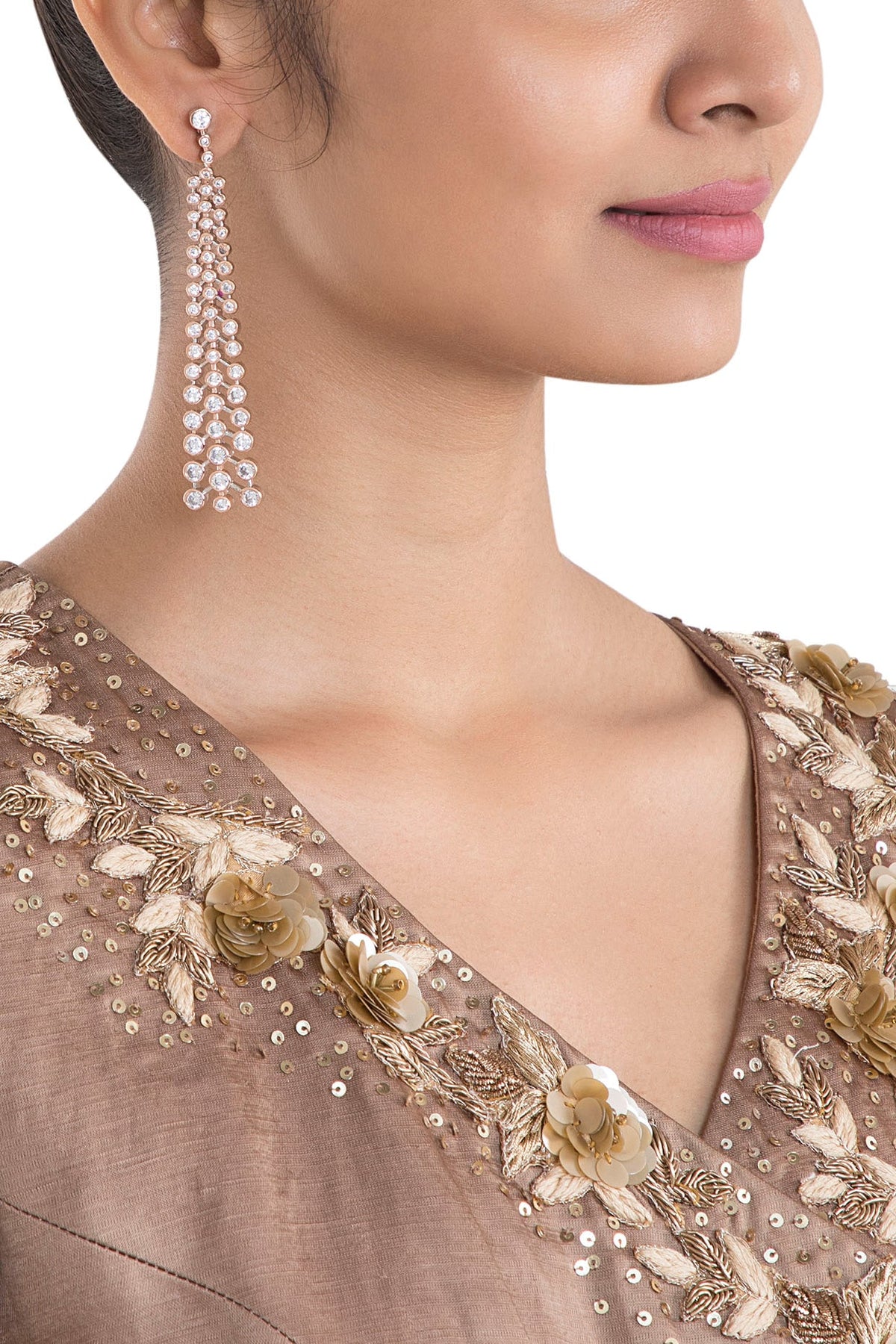 Silver plated faux diamond dangler earrings