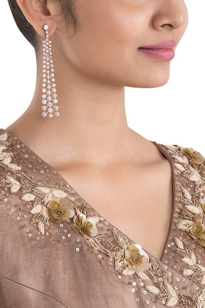 Silver plated faux diamond dangler earrings