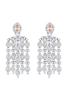 White Rhodium Plated Faux Diamond Chandelier Earrings