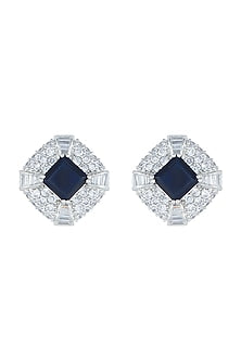 White Rhodium Plated Heirloom Blue Earrings