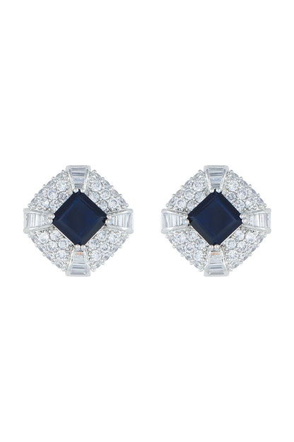 White Rhodium Plated Heirloom Blue Earrings