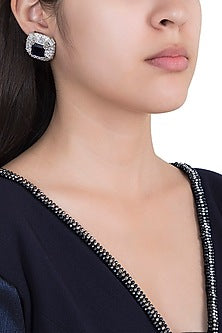 White Rhodium Plated Heirloom Blue Earrings
