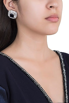 White Rhodium Plated Heirloom Blue Earrings