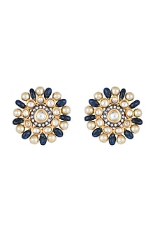 Yellow Rhodium Plated Faux Polki & Pearls Earrings