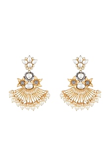 Yellow Rhodium Plated Faux Polki Long Earrings