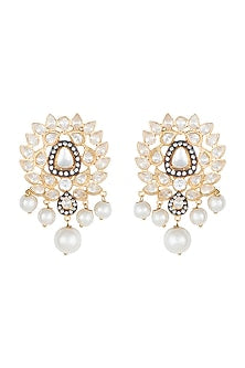 Yellow Rhodium Plated Faux Polki Stone Earrings