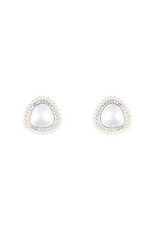 Yellow Rhodium Plated Faux Polki Stud Earrings