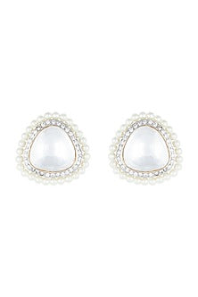 Yellow Rhodium Plated Faux Polki Stud Earrings