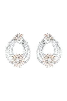 White Rhodium Plated Faux Diamond Earrings