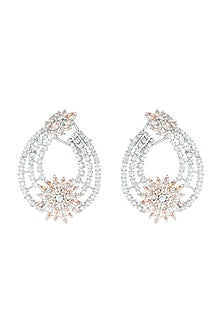 White Rhodium Plated Faux Diamond Earrings