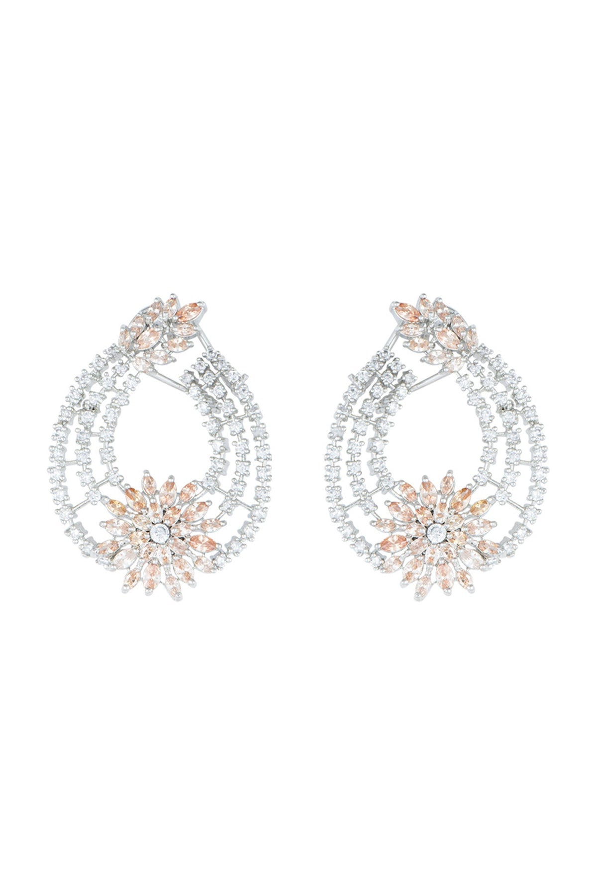 White Rhodium Plated Faux Diamond Earrings