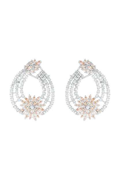 White Rhodium Plated Faux Diamond Earrings