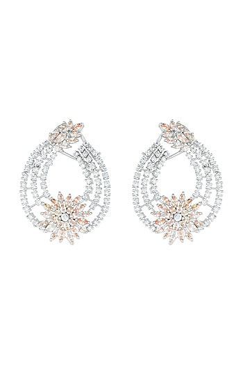 White Rhodium Plated Faux Diamond Earrings