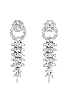 White Rhodium Plated Baguette Earrings