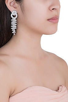White Rhodium Plated Baguette Earrings