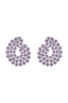 Black Rhodium Plated Faux Ruby Stud Earrings