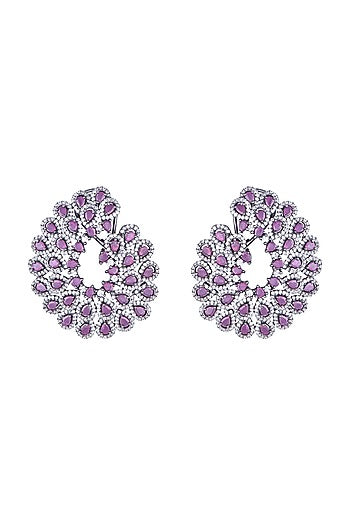 Black Rhodium Plated Faux Ruby Stud Earrings