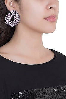 Black Rhodium Plated Faux Ruby Stud Earrings