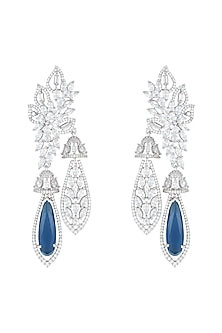 Silver Plated Faux Diamond & Sapphire Earrings