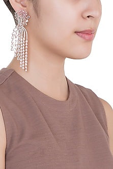 Rose Gold Plated Faux Diamond Chandelier Earrings