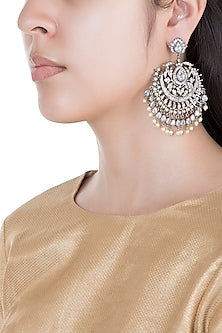 Silver Plated Faux Diamond & White Pearl Earrings